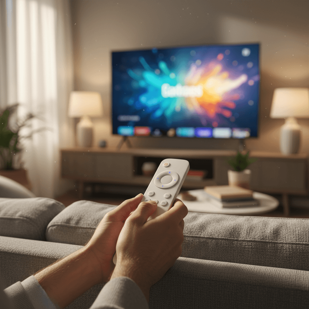 Person enjoying streaming entertainment on television